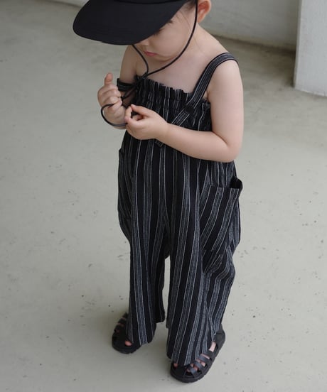 stripe salopette / black