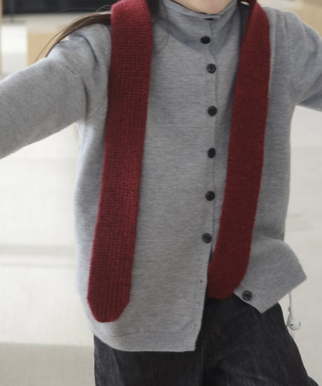 即納　Stand Collar Button Knit / gray