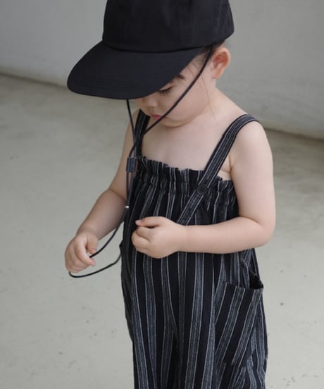 stripe salopette / black