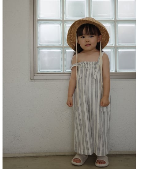 stripe salopette / white
