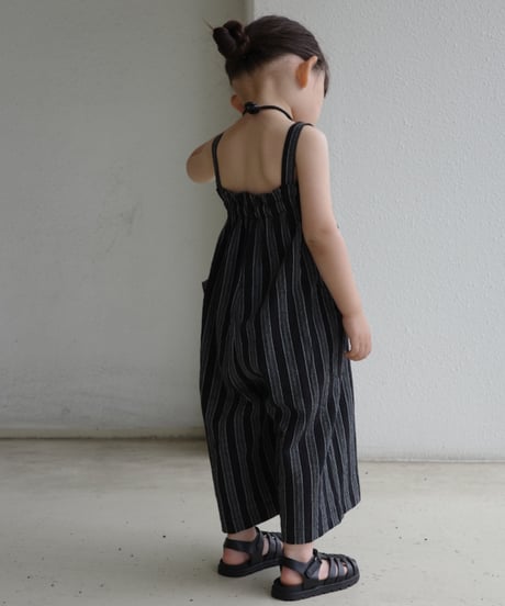 stripe salopette / black