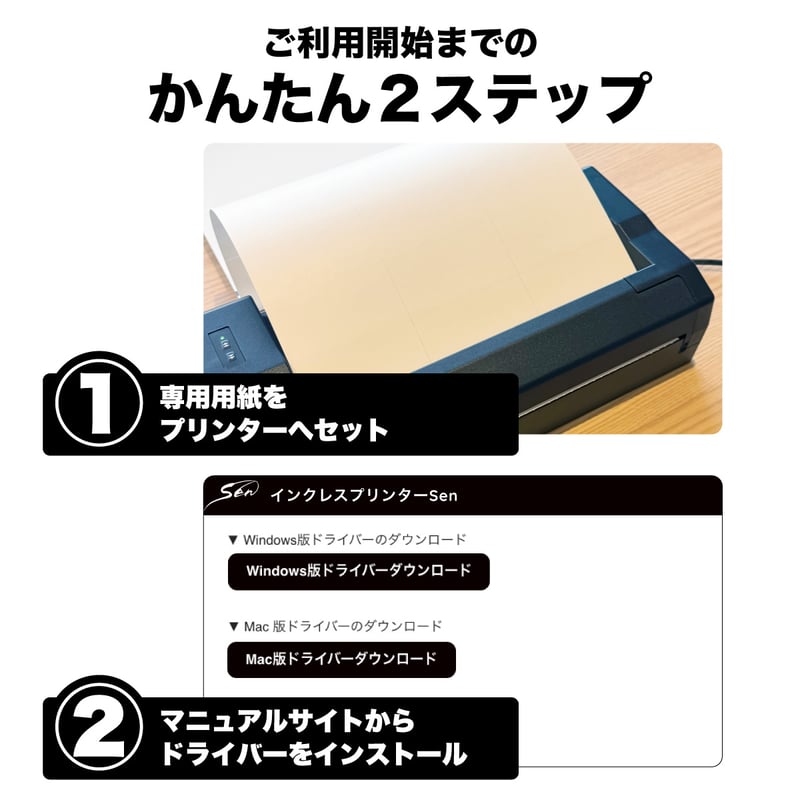A4サイズ感熱式（サーマル）プリンターSen本体＋用紙セット | プライス