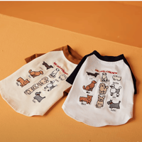 犬刺繍ラグランTシャツ