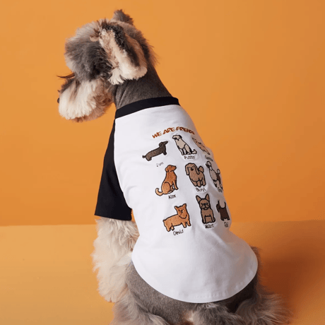 犬刺繍ラグランTシャツ