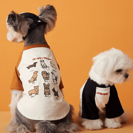 犬刺繍ラグランTシャツ