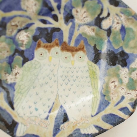 Hexagon plate / Two owls