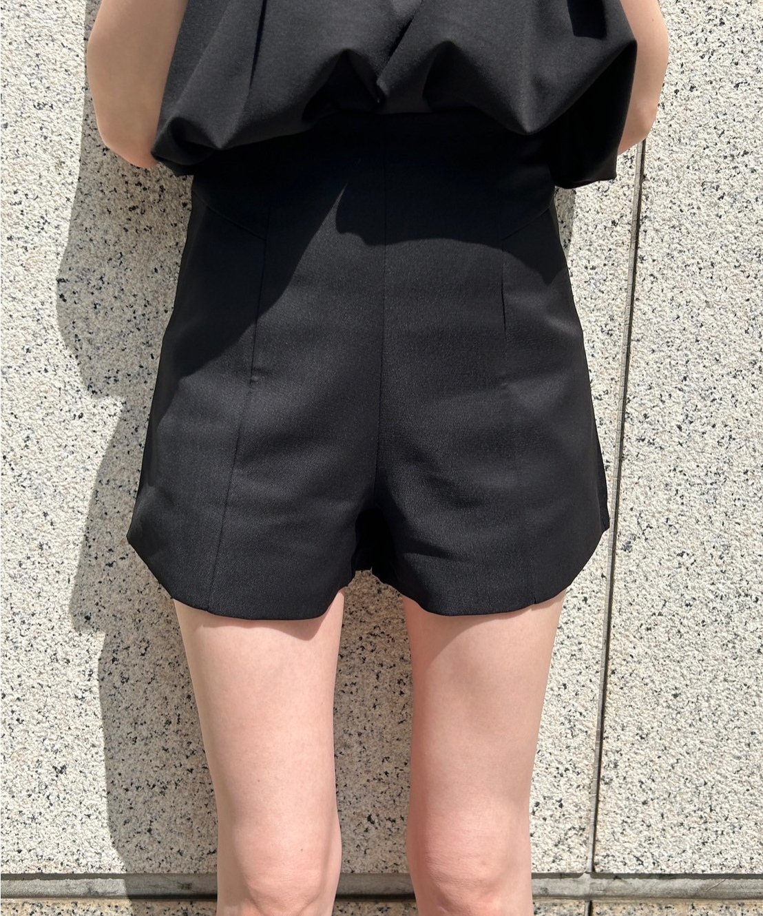 黒 ショートパンツ ウエストゴム タック入り 大きいサイズ レディース ショートパンツ 黒 ミニ丈 配色