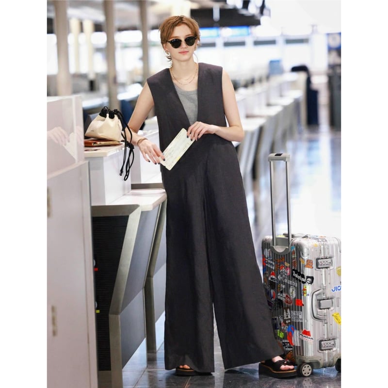 SACRA】RAYON LINEN TUMBLE ALL-IN-ONE 126107051