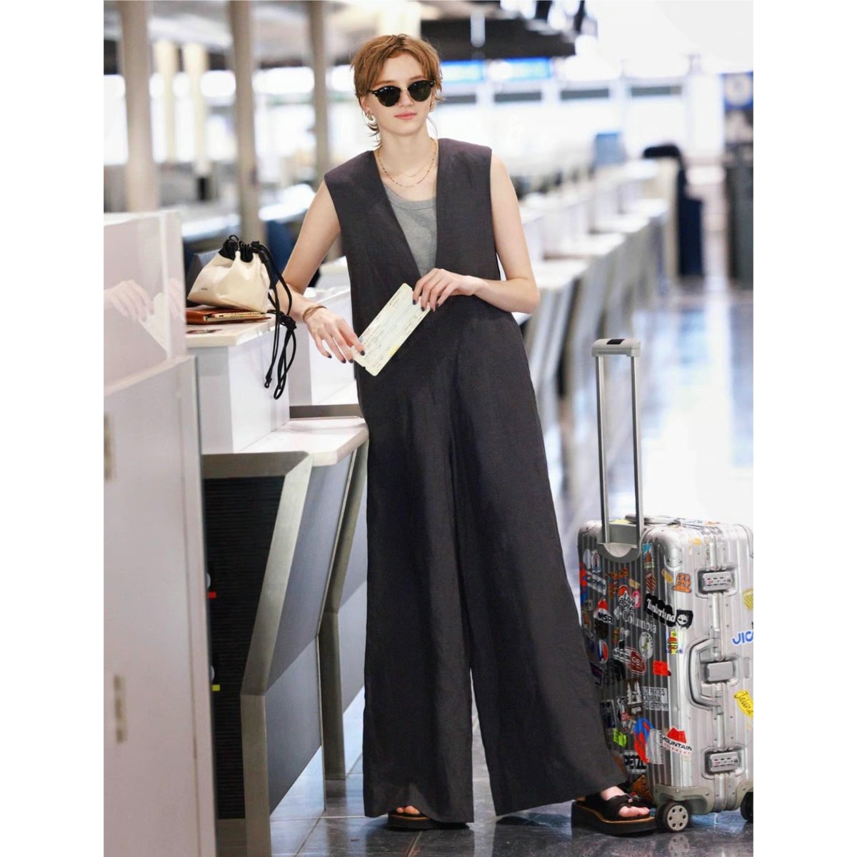 SACRA】RAYON LINEN TUMBLE ALL-IN-ONE 126107051