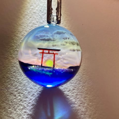 【受注制作】made-to-order情景レジン-光映しの鳥居(L size) ※半球