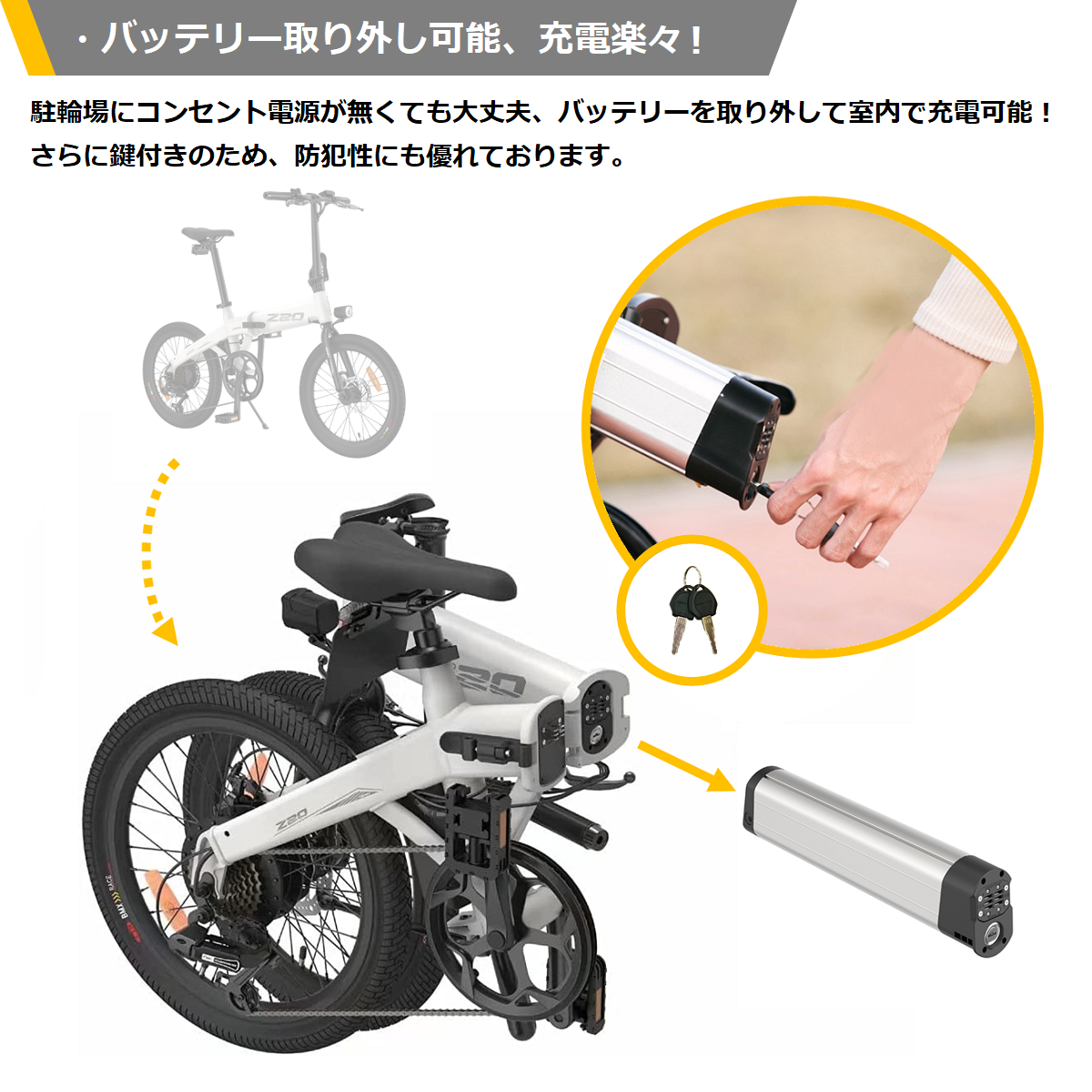 HIMO Z20 折りたたみ電動アシスト自転車 本体 HIMO Z20 ／ Z20-Pro ヒモ 電動アシスト自転車 折りたたみ自転車 電動