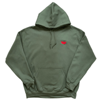 Embroidered Keep Biting Hoody - Moss Green