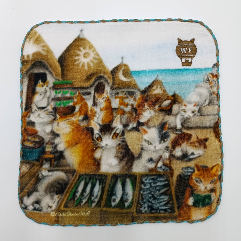 ダヤン アート刺繍 ミニタオル 猫横丁の噂話 | 秀和美術本店 わちふぃ
