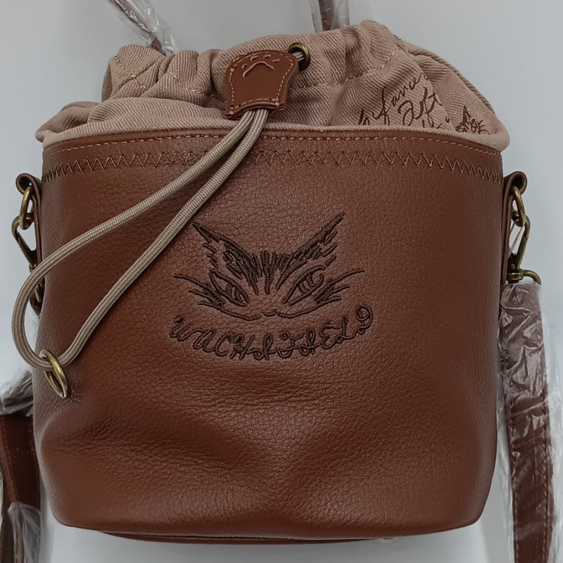 ダヤン レザーコンビ ミニ 巾着ショルダーバッグ 茶 | 秀和美術本店 わ