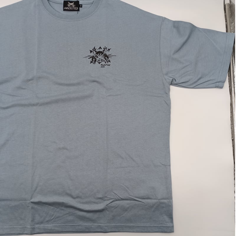 ダヤン オーバーTシャツ バックプリント 落書き アシッドブルー F
