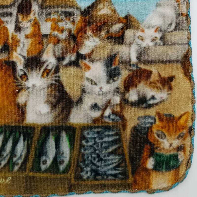 ダヤン アート刺繍 ミニタオル 猫横丁の噂話 | 秀和美術本店 わちふぃ