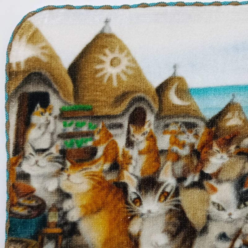 ダヤン アート刺繍 ミニタオル 猫横丁の噂話 | 秀和美術本店 わちふぃ