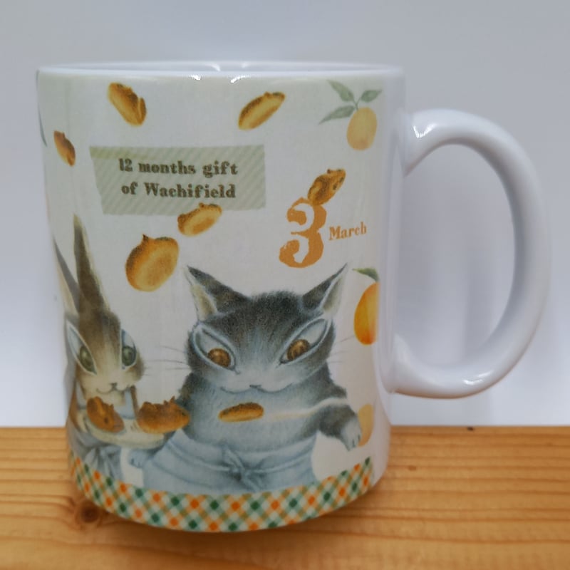 ダヤン にゃんスリー マグカップ 3月 | 秀和美術本店 わちふぃーるど