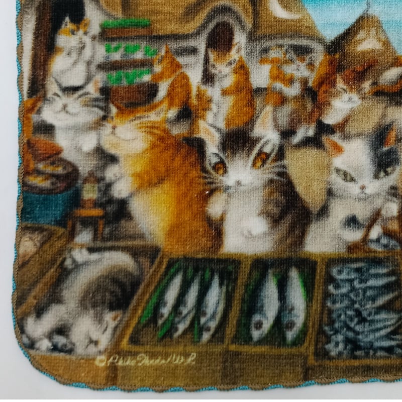 ダヤン アート刺繍 ミニタオル 猫横丁の噂話 | 秀和美術本店 わちふぃ