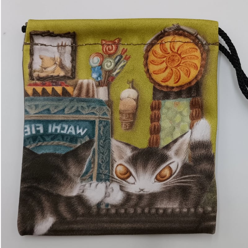 128-2 JNo.1289 ダヤン 巾着? ダヤンフェイス巾着ポーチ 茶 | わちふぃーるどオンラインショップ