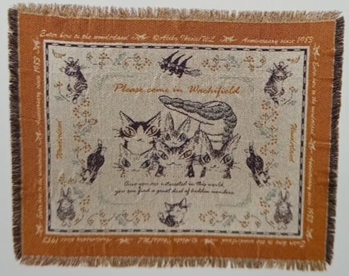 新品　ジャガード織　マルチカバー　海辺の宿　ラグ　わちふぃーるど　ダヤン　猫 fit=scale-down,w=1200
