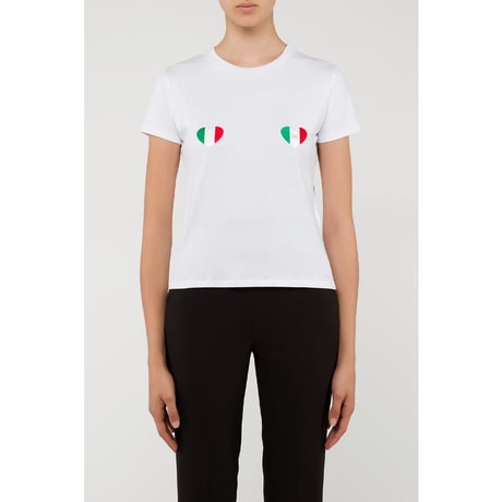 エリザベッタフランキ　胸イタリア国旗ハート刺繍　Tシャツ