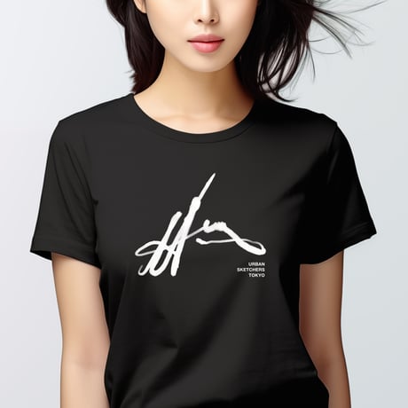 "Tokyo in One line" Black Tee