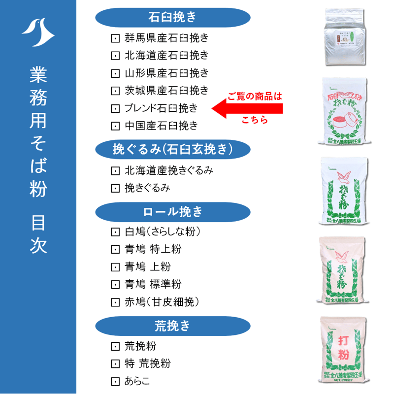 ブレンド石臼挽きそば粉 5Kg/10Kg/20Kg | 【金八の通販】 業務用そば粉