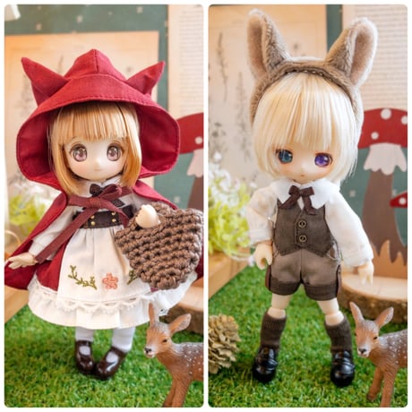 赤ずきんのワンピースと森のオオカミのセット【オビツ11/ピコニーモP