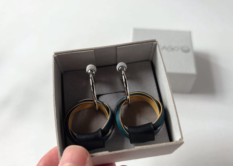 イヤリング／竹と革のイヤーフープ合ai | RISACAGO