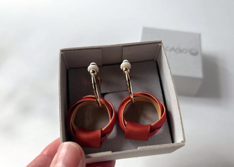 ☆roko☆ フープ イヤリング イヤリング／竹と革のイヤーフープ合ai | RISACAGO