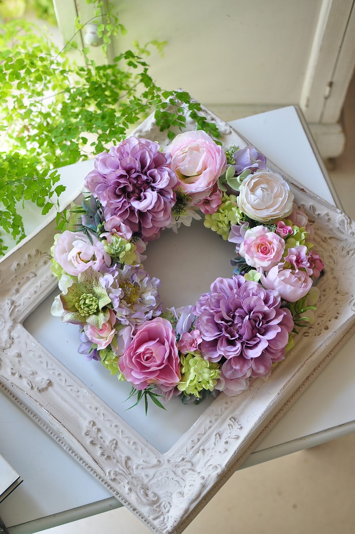 新品未使用☆春色のリース、A リース 完成品 『完成リース 直径18cm パープル 660-056S』 SG Wonder