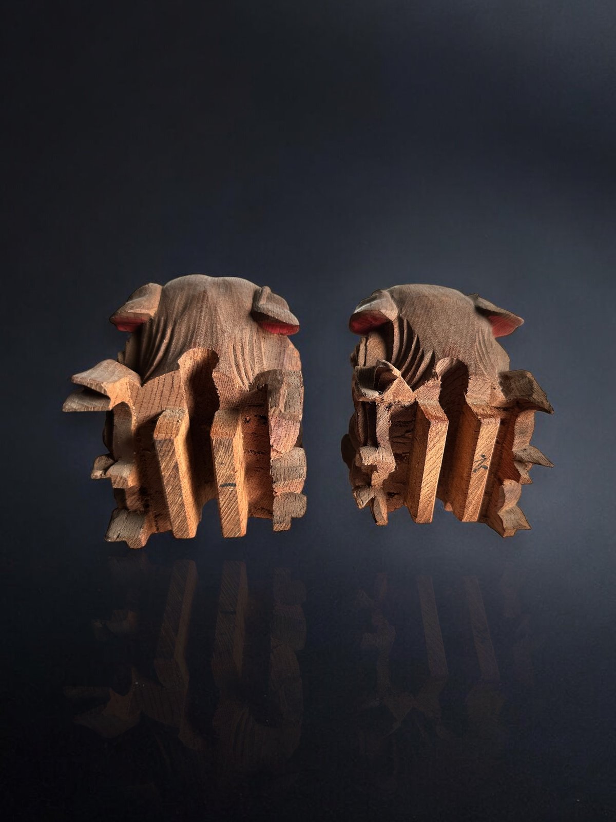 狛犬 小 木彫×2体 | 古物屋次元 オンラインショップ