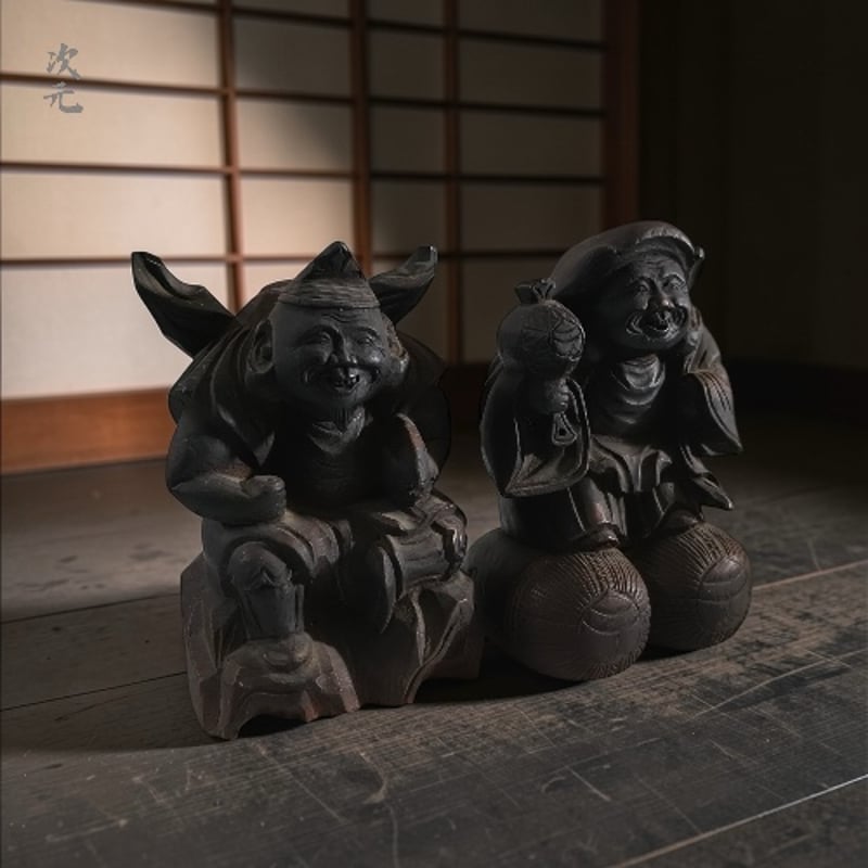 恵比寿様大黒様一対 明治〜大正期 | 古物屋次元 オンラインショップ