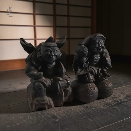 恵比寿様大黒様一対 明治〜大正期 | 古物屋次元 オンラインショップ