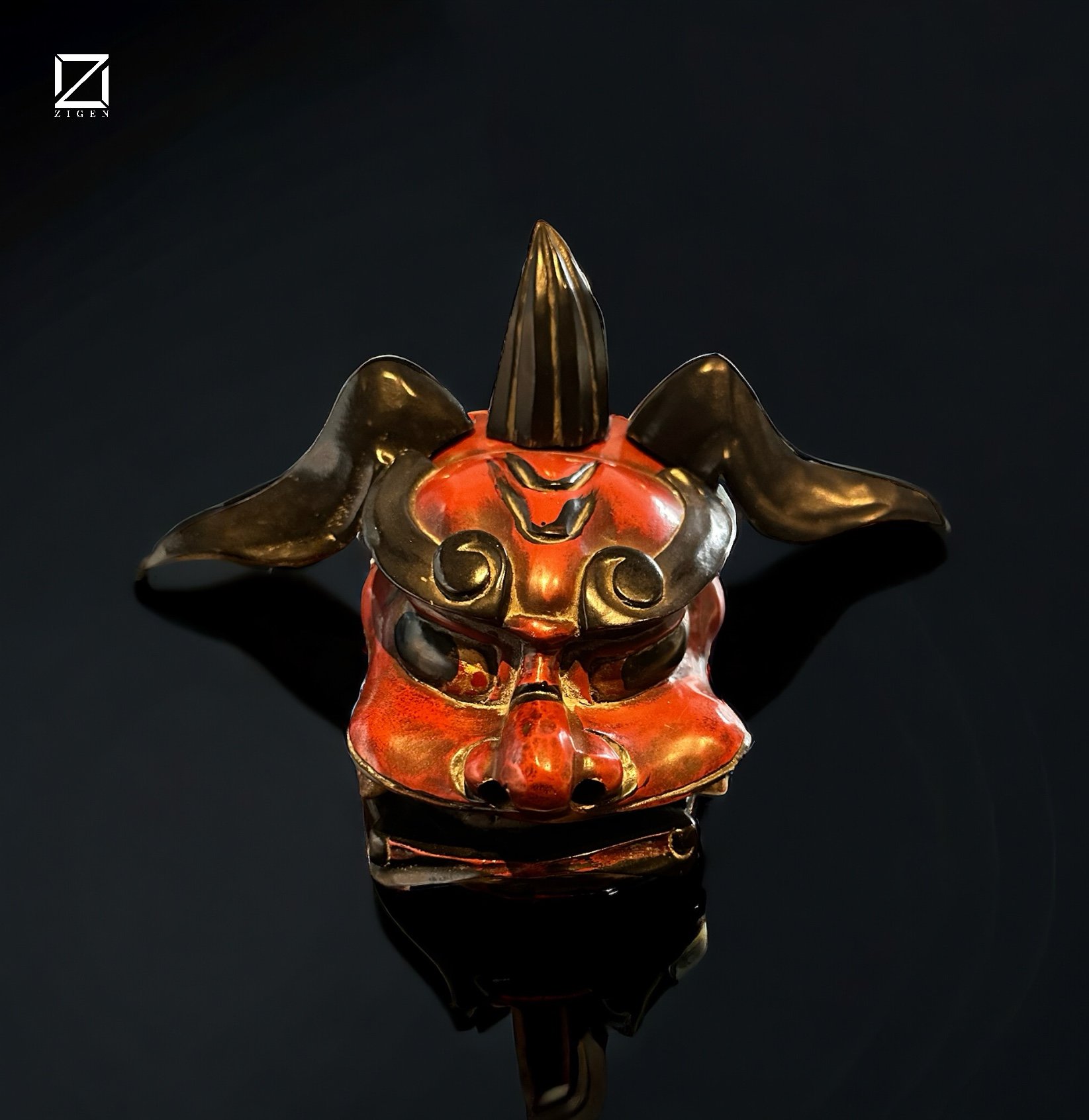 木彫獅子頭◆獅子舞◆朱漆金彩 幅約26cm ◆ジャンク品 original