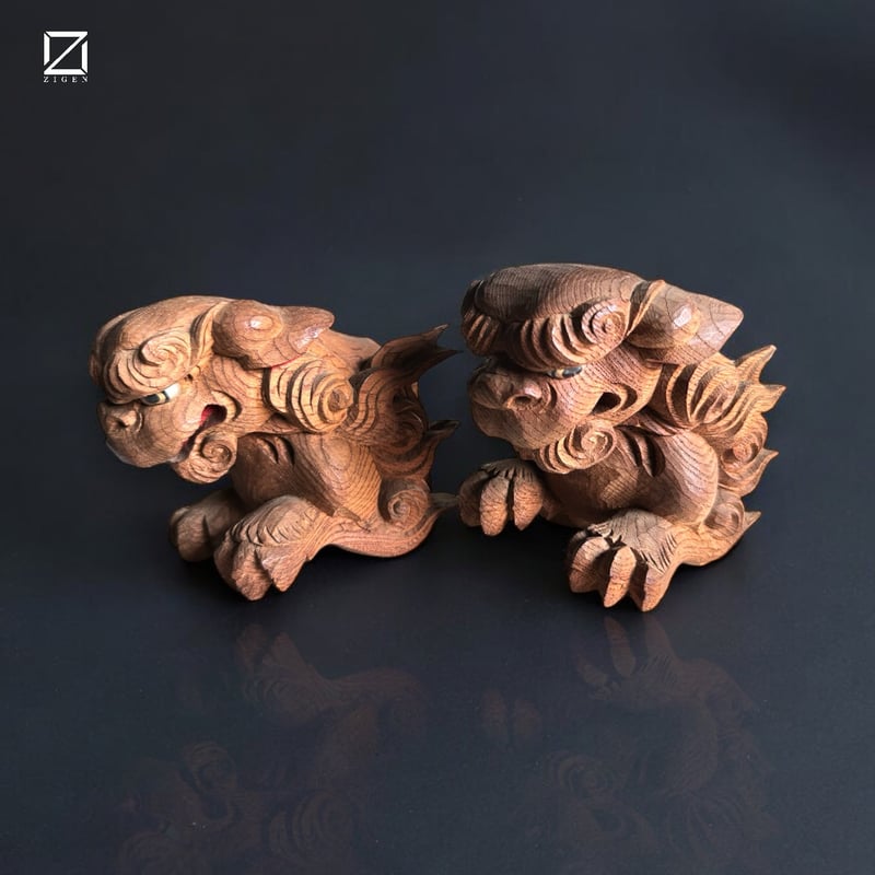 狛犬 置物 石彫 14.5*8*8cm 石茂型狛犬 | Ishimo Style Komainu