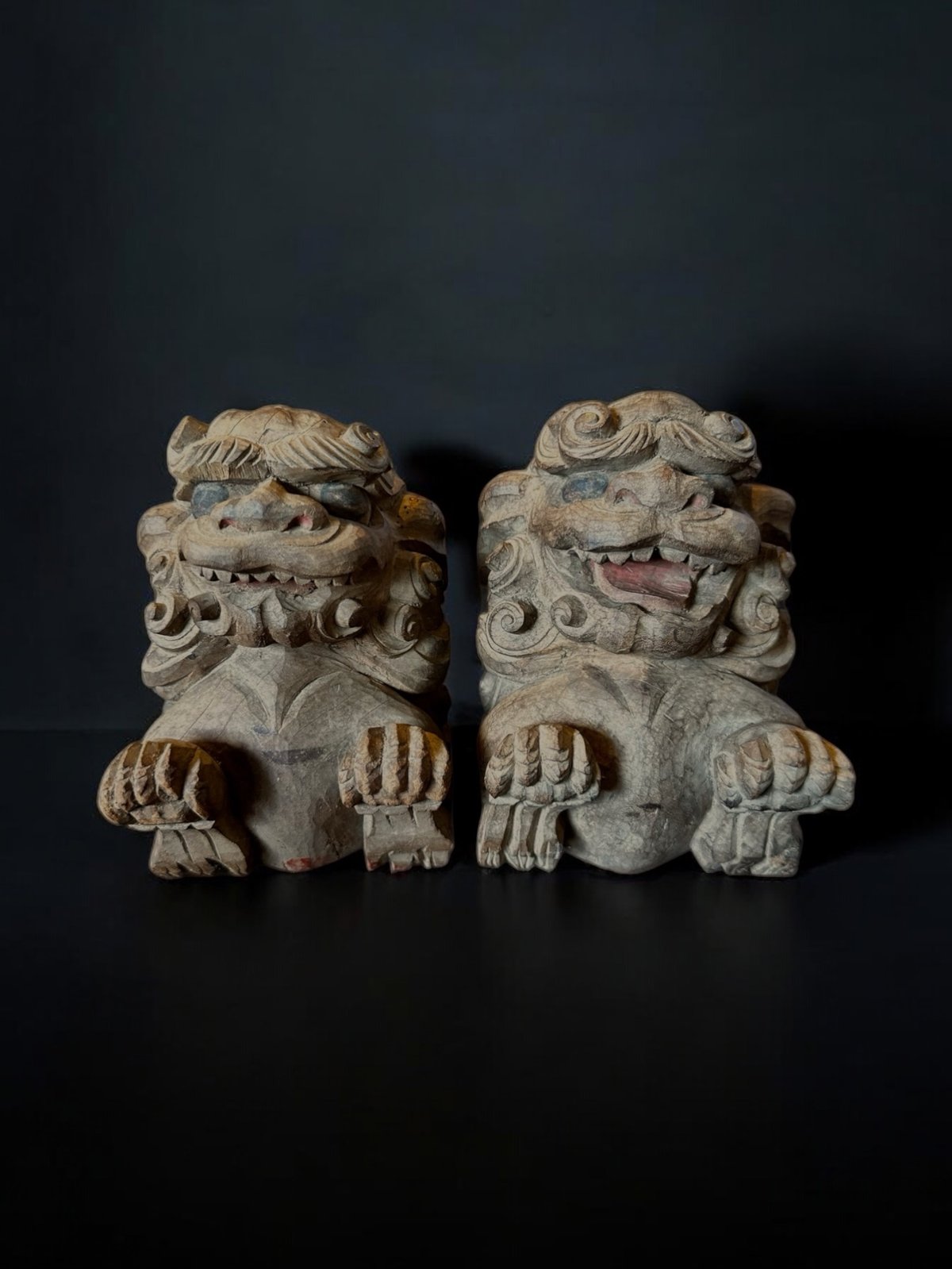 ✨【根付け】　狛犬　骨董　時代物 　⭐️古美術 狛犬木鼻 江戸 明治期 | 古物屋次元 オンラインショップ