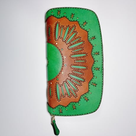 big round zip long wallet