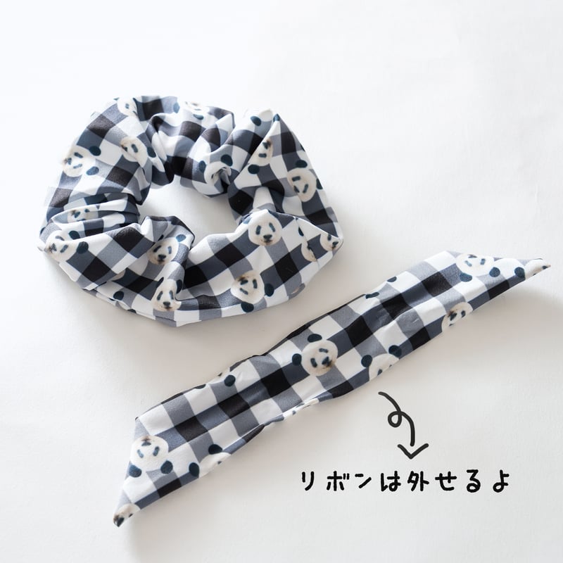 シャン柄チェックシュシュ | Kuma Xiang