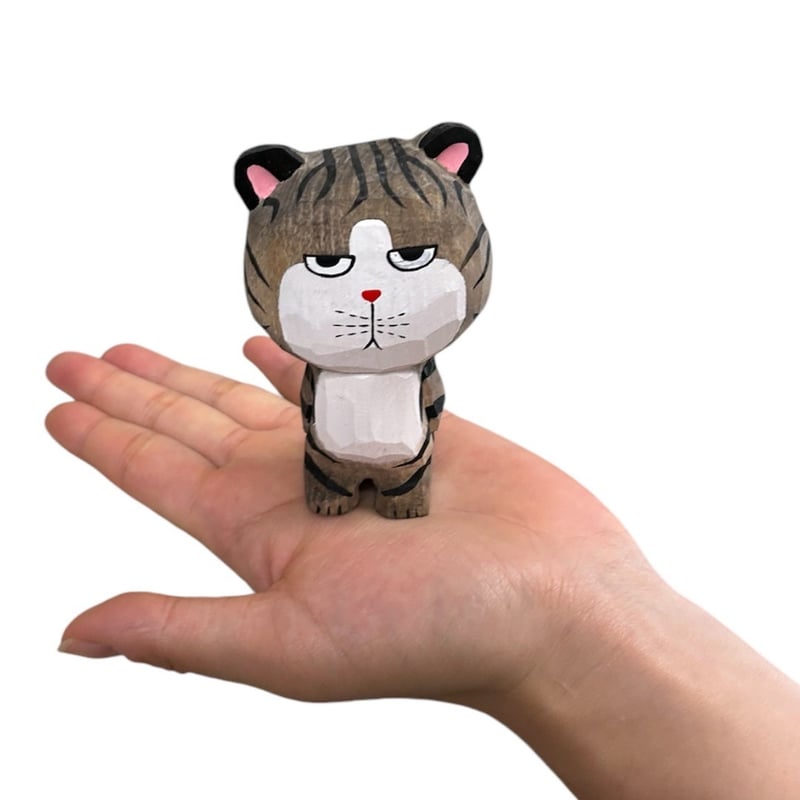 ドラエモン88 キタカゼパンチさん 木彫猫 箱付き 木彫りトラ・ネコ | strong bear