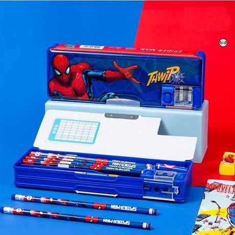 スパイダーマン 筆箱 ふでばこ ペンケース 小学生 両面開き 多機能 ペン削り