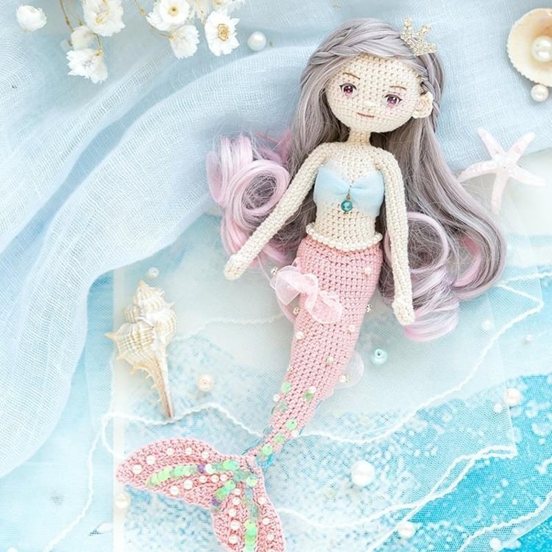 ハンドメイド アリエル 人魚 あみぐるみ マスコット レシピ 作り方