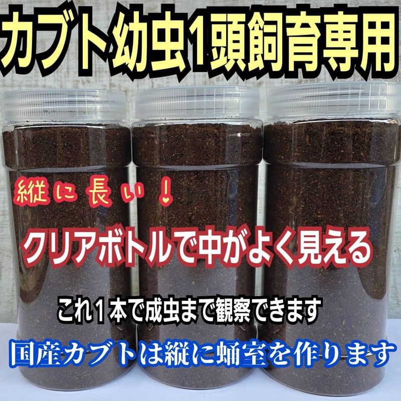 カブトムシ幼虫の1頭飼育専用クリア空ボトル【4本セット】 国産カブト