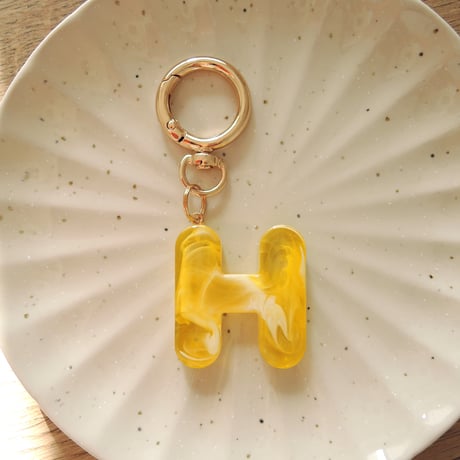 【カスタムオーダー/メンカラで創る】マーブルキーホルダー_GOLD