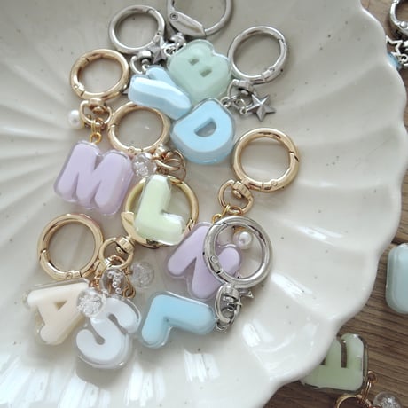 【カスタムオーダー】colored mini initial key holder ミニキーホルダー
