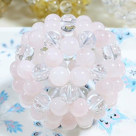 フラーレン(ローズクォーツ桜モチーフ)10mm玉