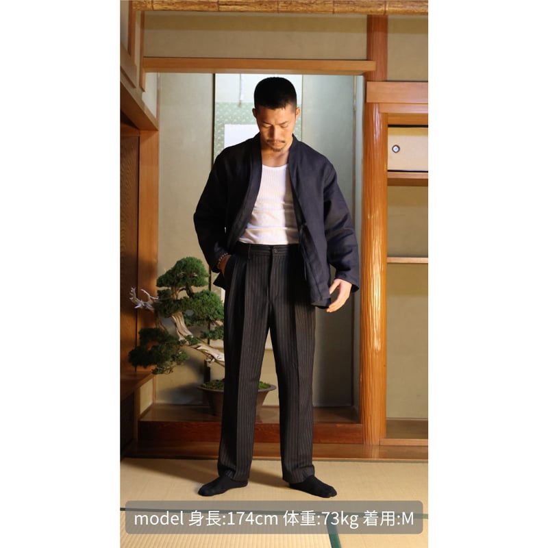 danji Japan　リネン半纏　紺（ネイビー）サイズM 談侍 danji Japan コットン半纏 紺（ネイビー）サイズM 談侍 - メルカリ