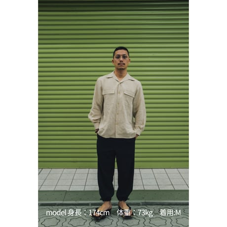 リネンフラップシャツ　ベージュ