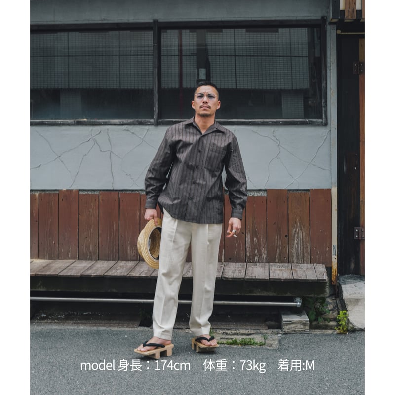 長袖開襟ストライプ グレー | DANJI